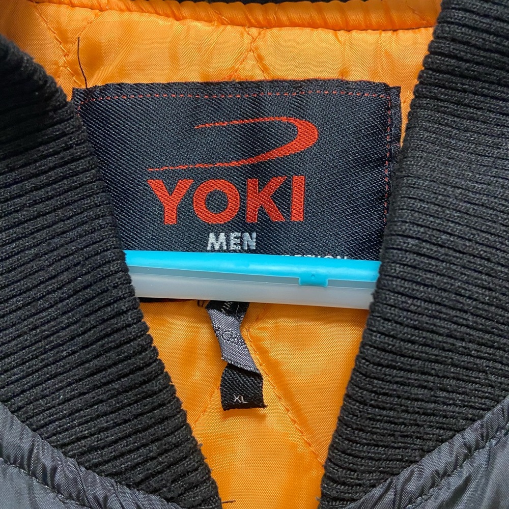 Yoki Men's Black Bomber Jacket with Patches - Picture 2 of 7